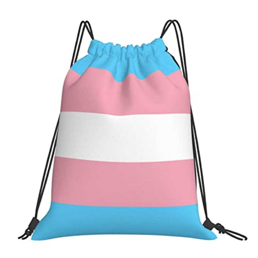 Drawstring Gym Bag - Transgender Pride Flag Unisex Drawstring Backpack