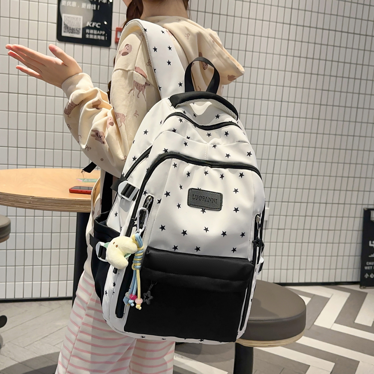 Women's Cream White & Yellow C - đánh giá và giá Canvas Backpack Casual
