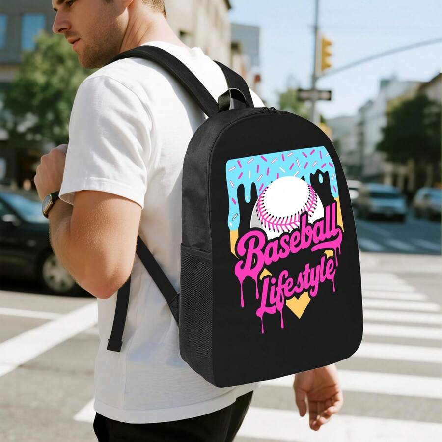 Baseball Drip Design Backpack  - đánh giá và giá Laptop Backpack 15.6