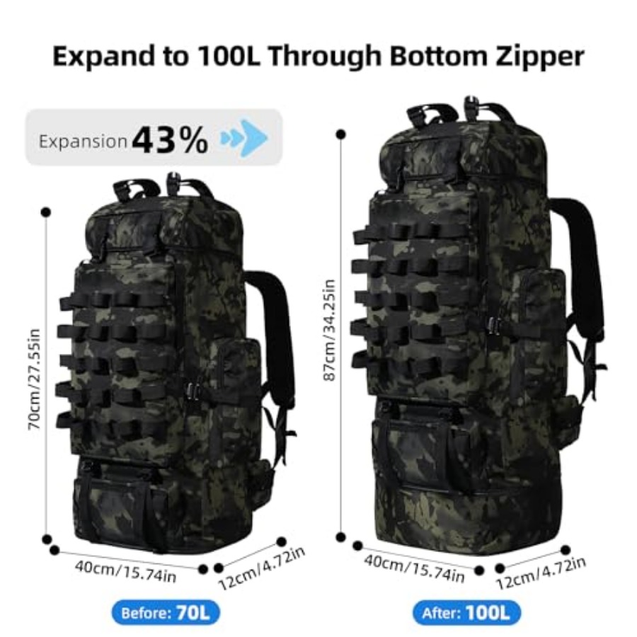 70L/100L Camping Hiking Backpa - đánh giá và giá Hiking Backpack Waterproof