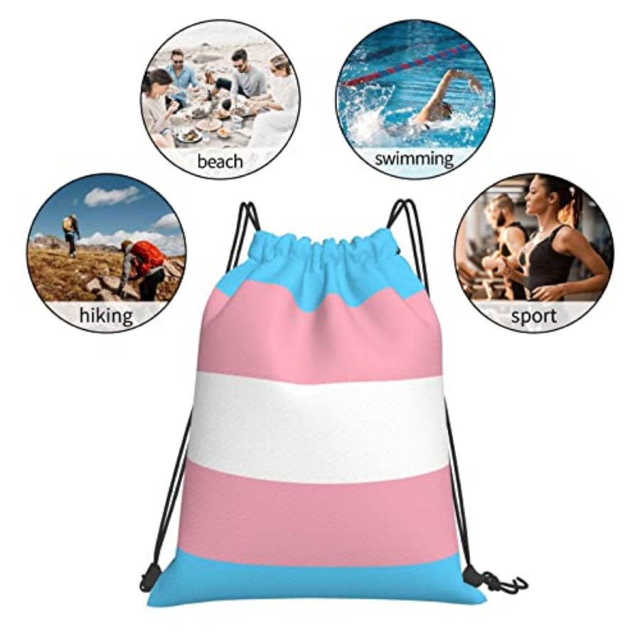 Transgender Pride Flag Unisex  - đánh giá và giá Drawstring Gym Bag