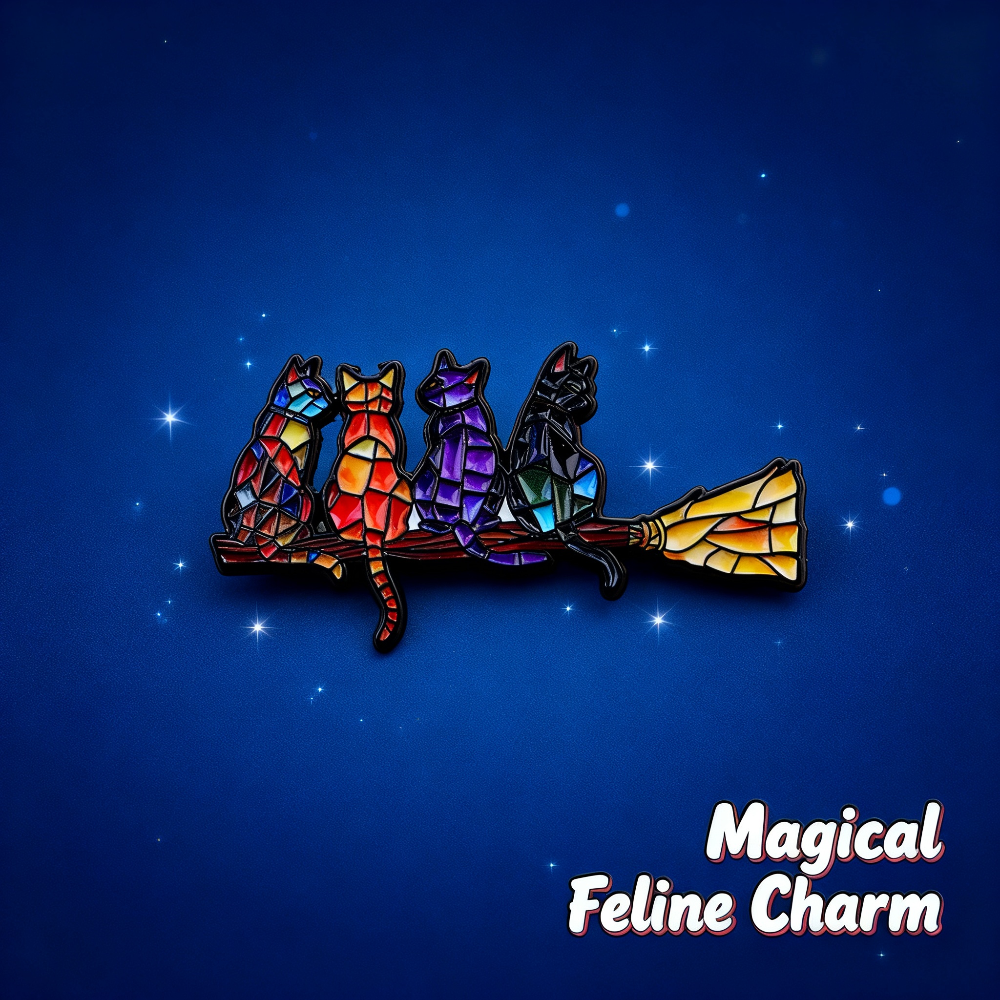 Colorful Cat Enamel Pin Witch  - đánh giá và giá Fashion Backpack Women