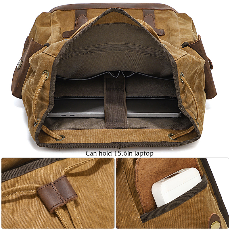 Men's Backpack Vintage Waxed C - đánh giá và giá Leather Backpack Vintage