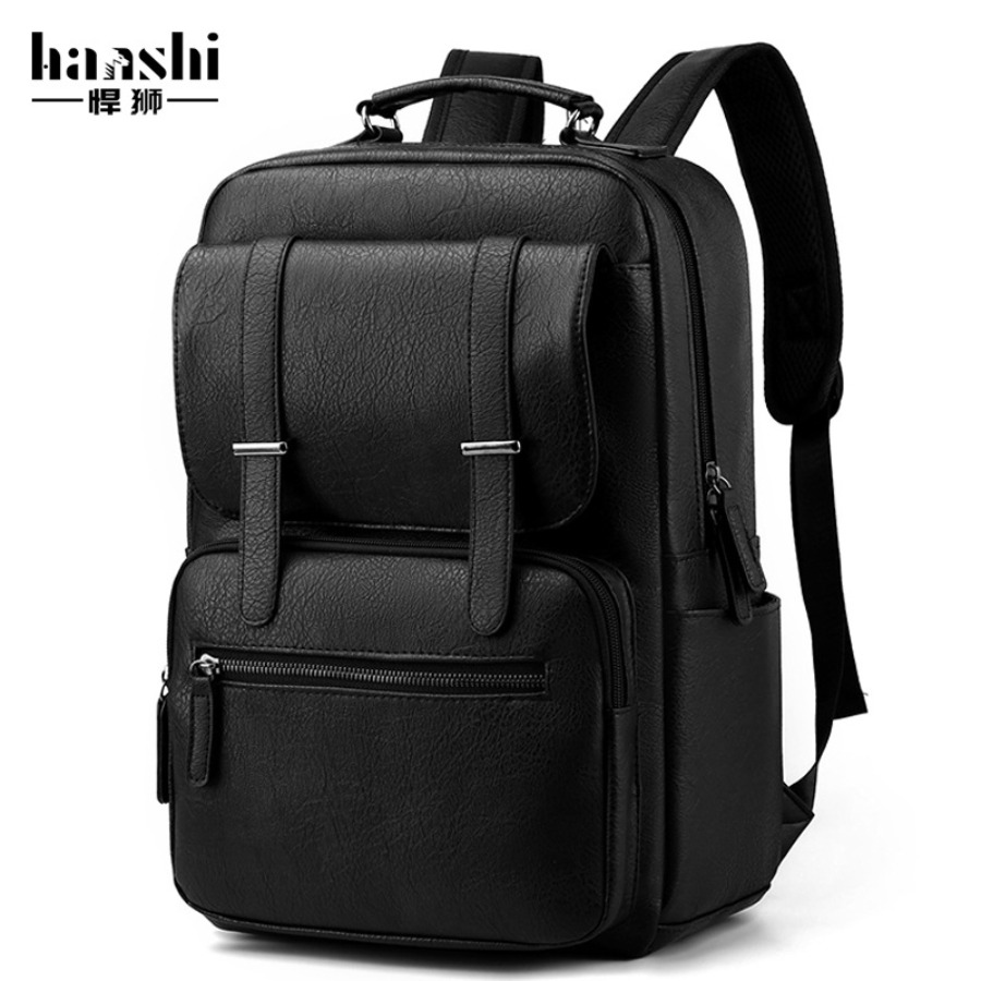 【New Arrival】Men's PU Leather  - đánh giá và giá Laptop Backpack 15.6