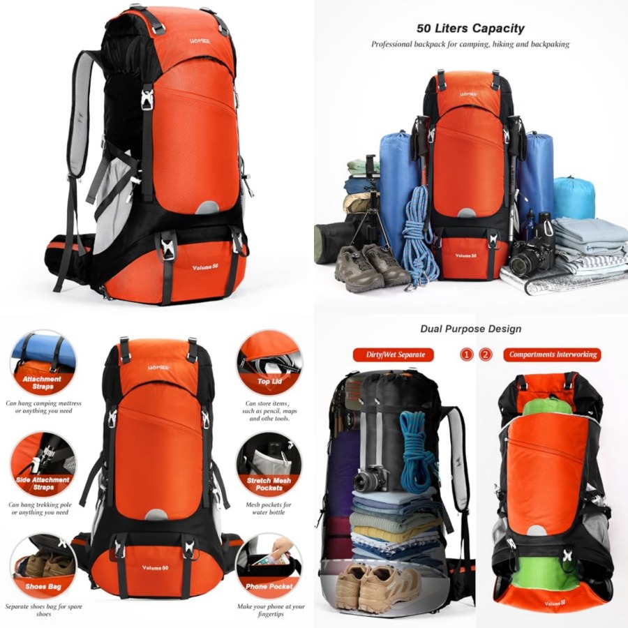 50L Hiking Backpack Travel Bag - đánh giá và giá Hiking Backpack Waterproof