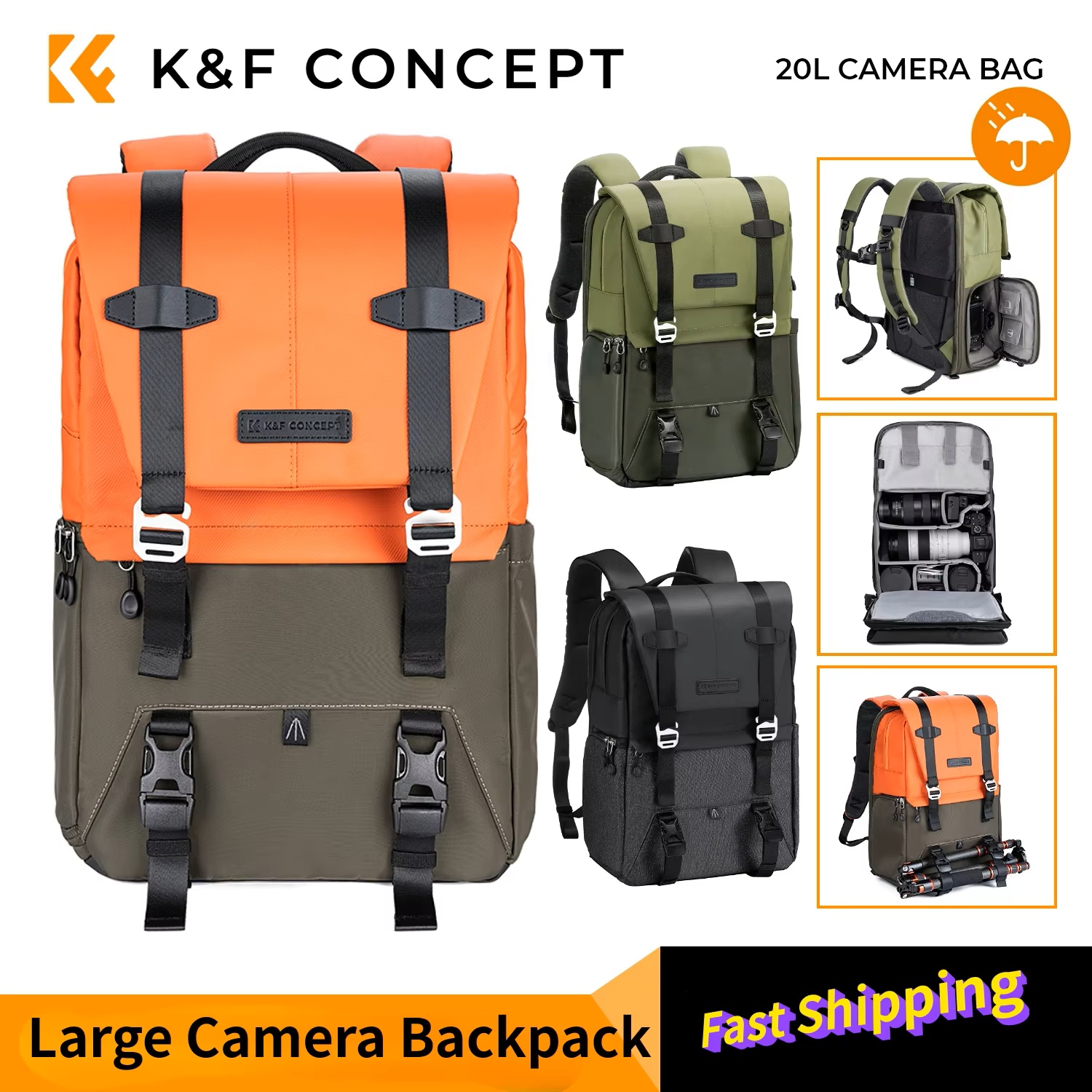 K&F CONCEPT Camera Backpack Tr - đánh giá và giá Laptop Backpack 15.6