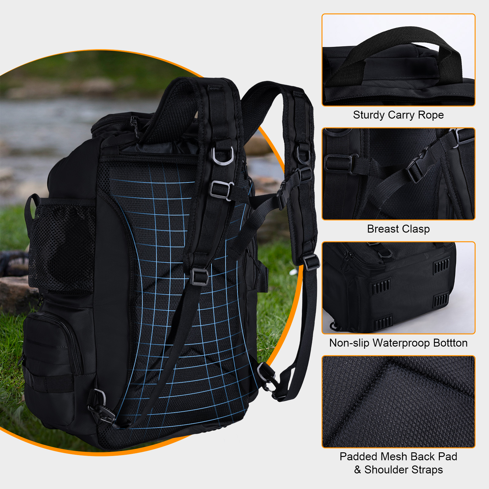 Goture Fishing Bag with Rod Ho - đánh giá và giá Backpack Insert Organizer