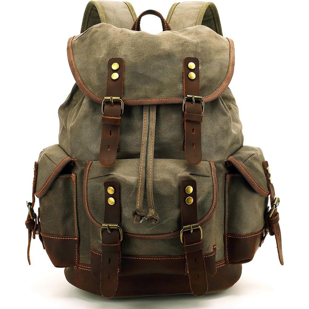 Vintage Canvas Leather Backpac - đánh giá và giá Leather Backpack Vintage