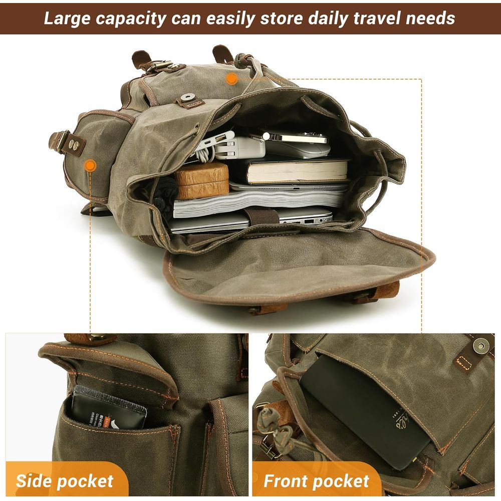 Vintage Canvas Leather Backpac - đánh giá và giá Leather Backpack Vintage