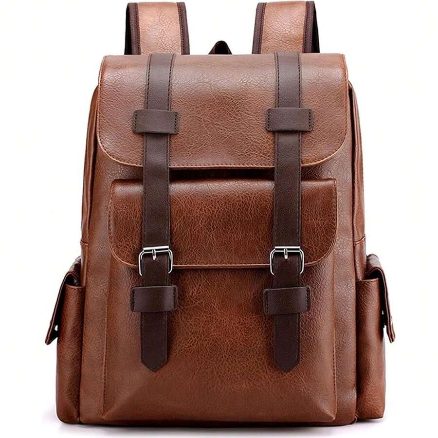PU Leather Backpack For Men An - đánh giá và giá Laptop Backpack 15.6