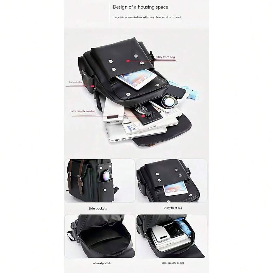 PU Leather Backpack For Men An - đánh giá và giá Laptop Backpack 15.6
