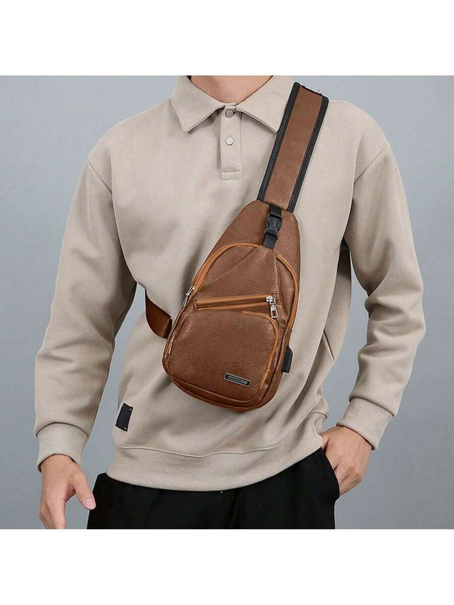 Mens PU Leather Sling Bag With - đánh giá và giá Sling Backpack Shoulder