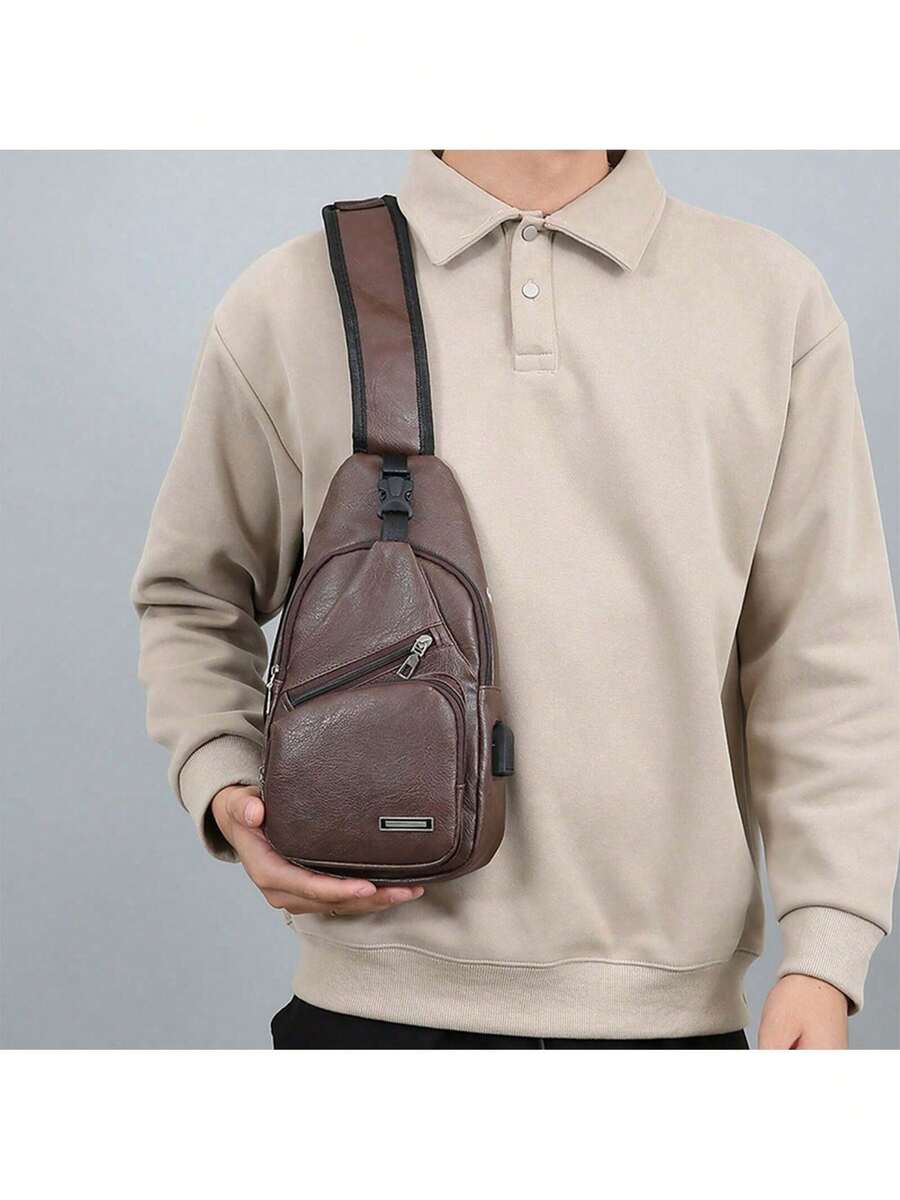 Mens PU Leather Sling Bag With - đánh giá và giá Sling Backpack Shoulder