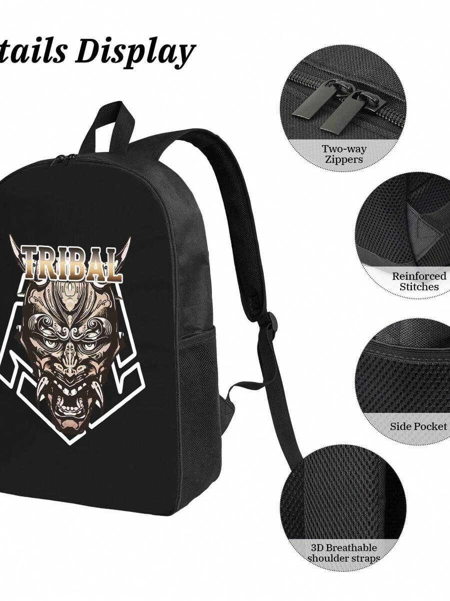 Tribal Demon Print Waterproof  - đánh giá và giá Travel Backpack Anti Theft