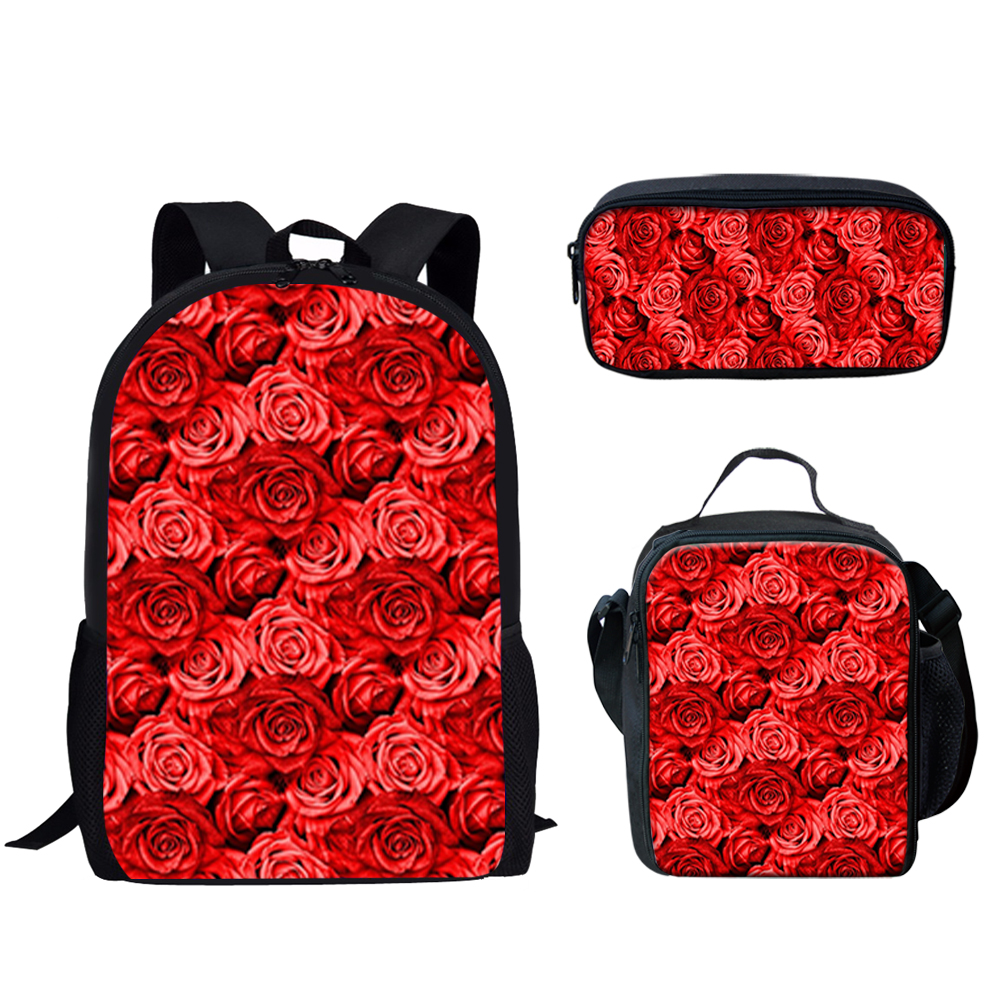 Gothic Red Rose Design Print 3 - đánh giá và giá School Backpack Teen