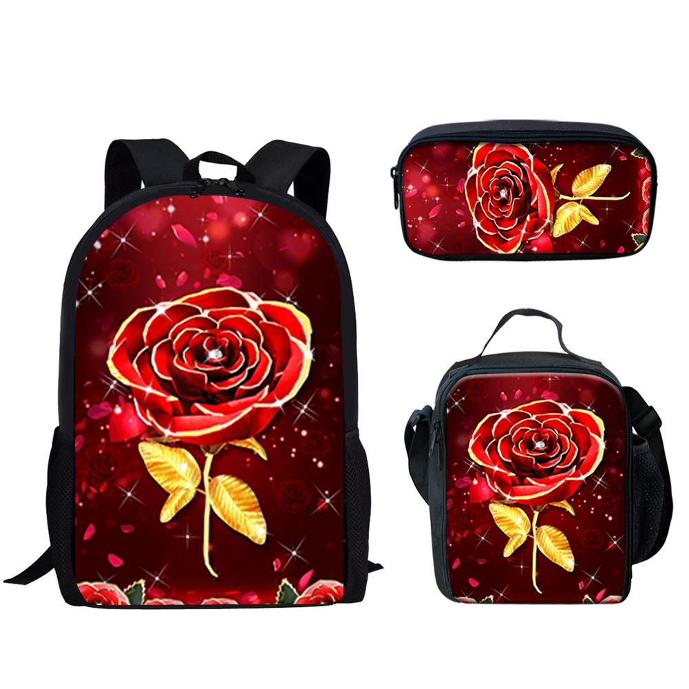 Gothic Red Rose Design Print 3 - đánh giá và giá School Backpack Teen