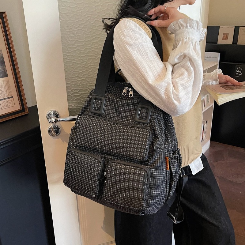 Multi-pocket Checkered Youth B - đánh giá và giá Canvas Backpack Casual
