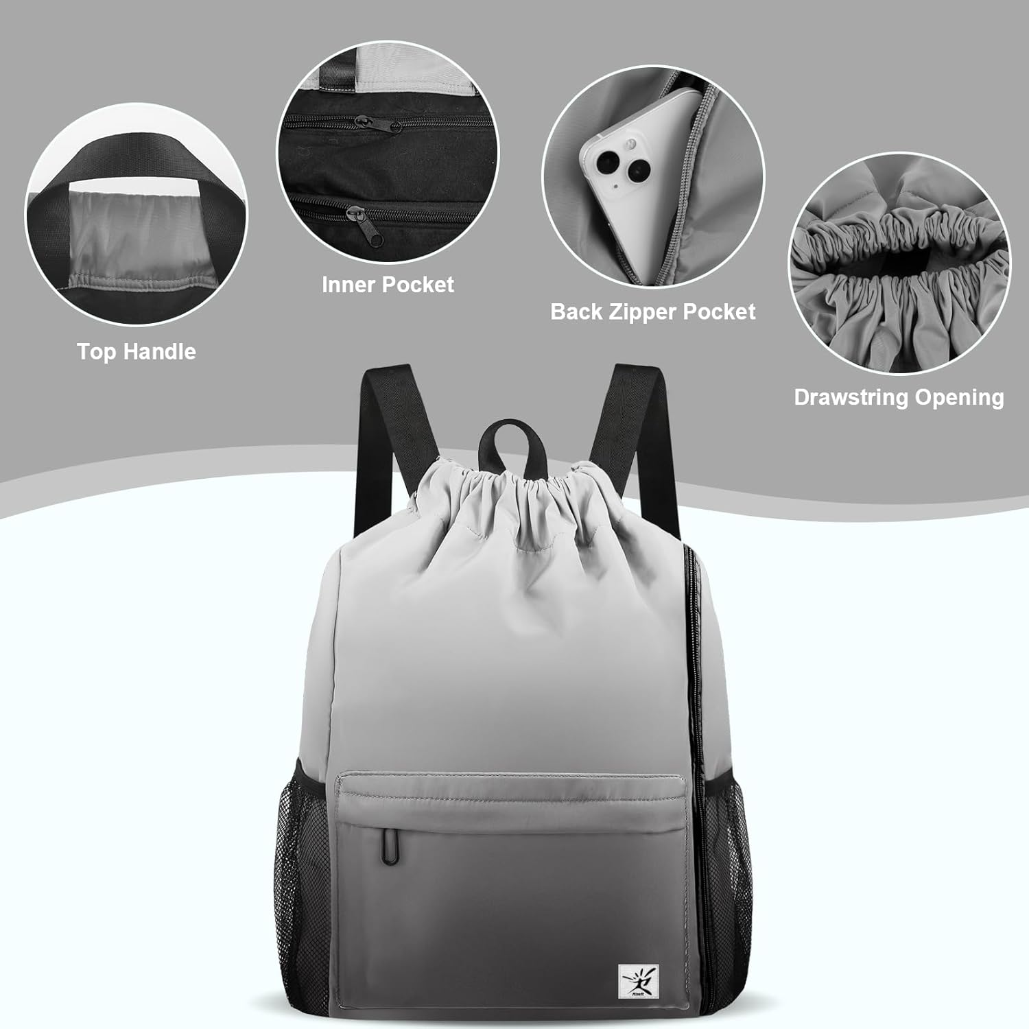 Drawstring Backpack with Mesh  - đánh giá và giá Drawstring Gym Bag