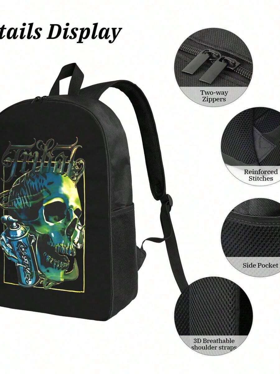 Graffiti Skull Waterproof Back - đánh giá và giá Travel Backpack Anti Theft