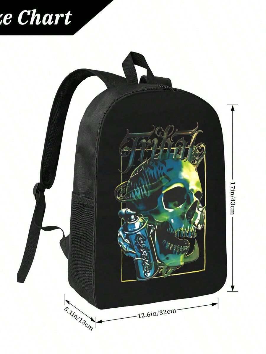 Graffiti Skull Waterproof Back - đánh giá và giá Travel Backpack Anti Theft