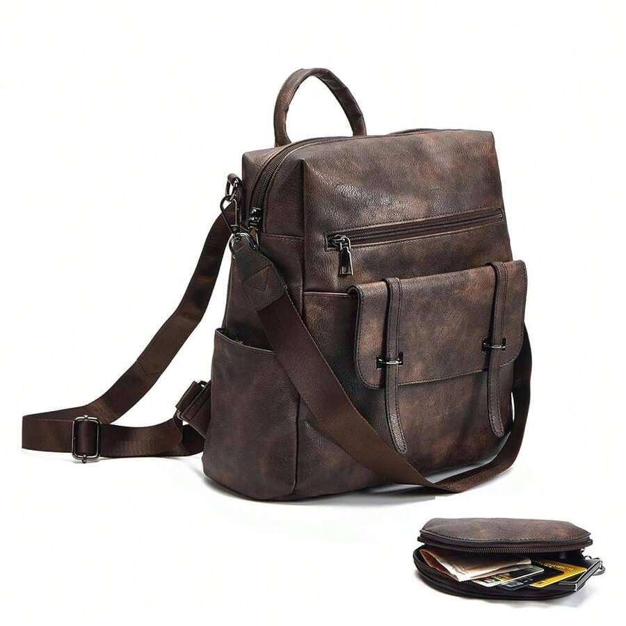 Women Fashion Vintage Brown PU - đánh giá và giá Fashion Backpack Women