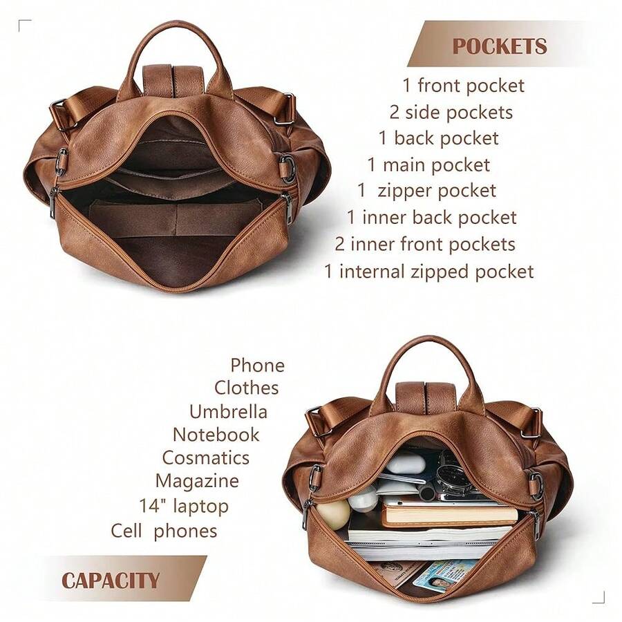 Women Fashion Vintage Brown PU - đánh giá và giá Fashion Backpack Women