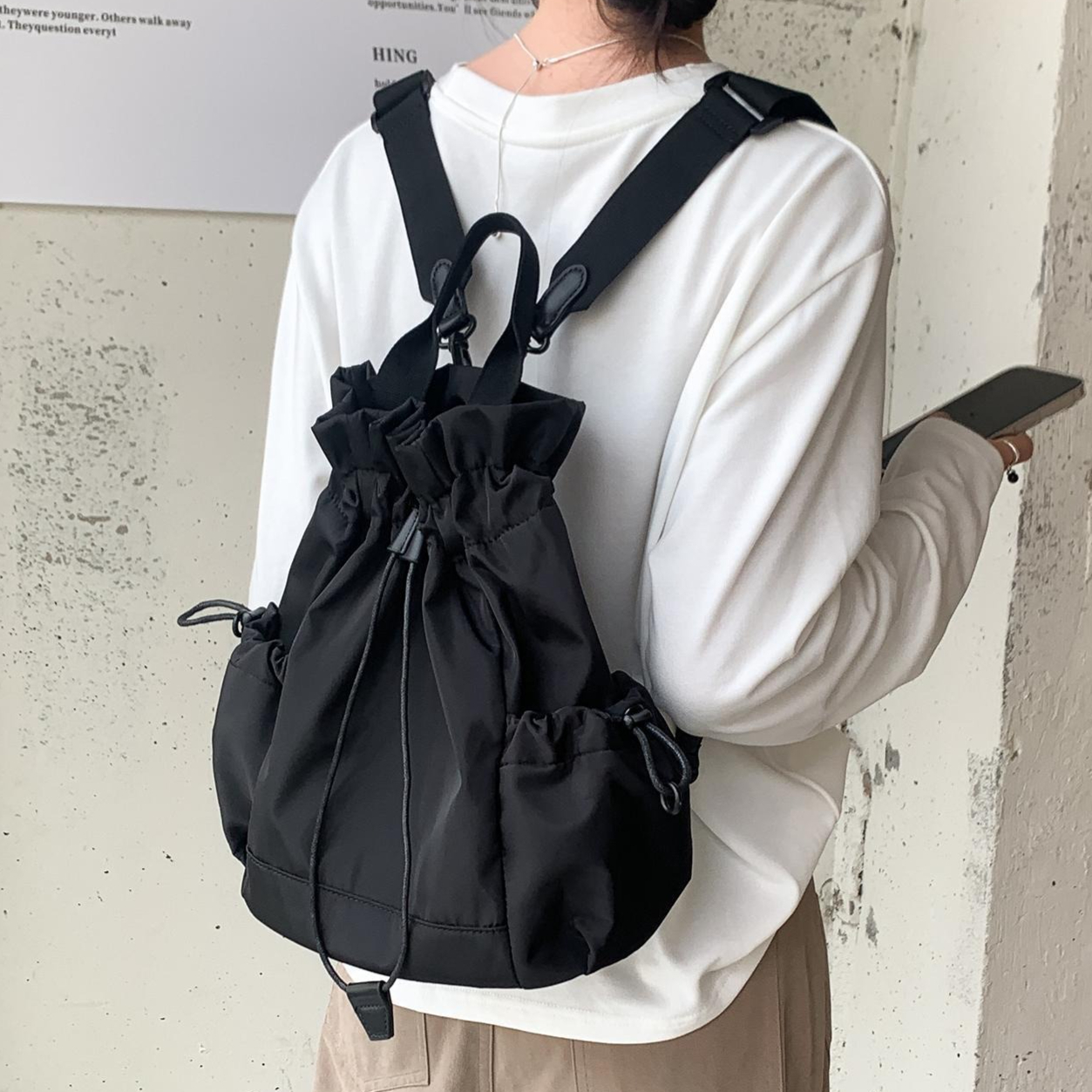 Multi-function Drawstring Buck - đánh giá và giá Canvas Backpack Casual
