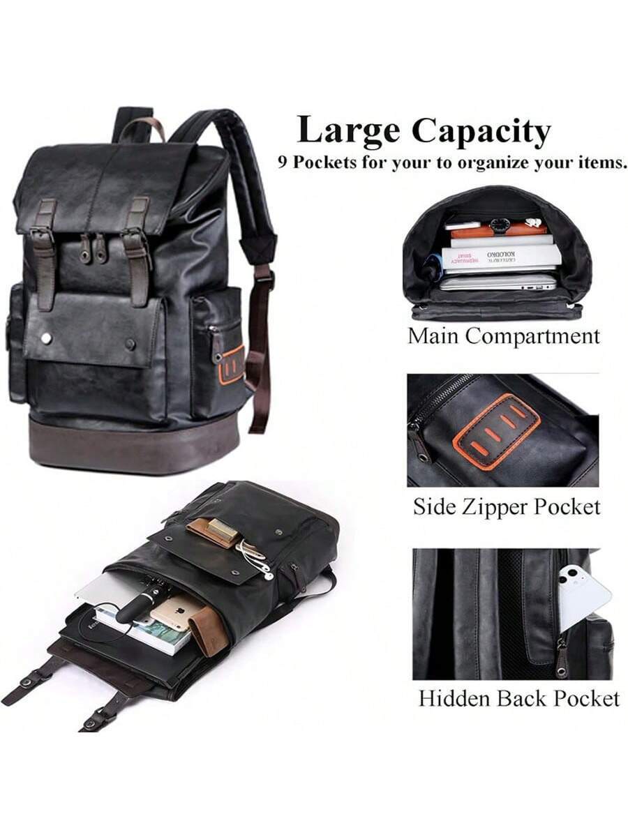 Vintage Black Leather Laptop B - đánh giá và giá Leather Backpack Vintage